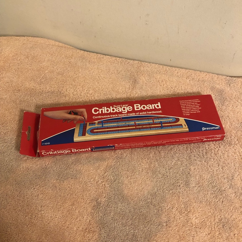 Vintage 1983 Pressman Sure Lane Cribbage Board Complete With Instructions